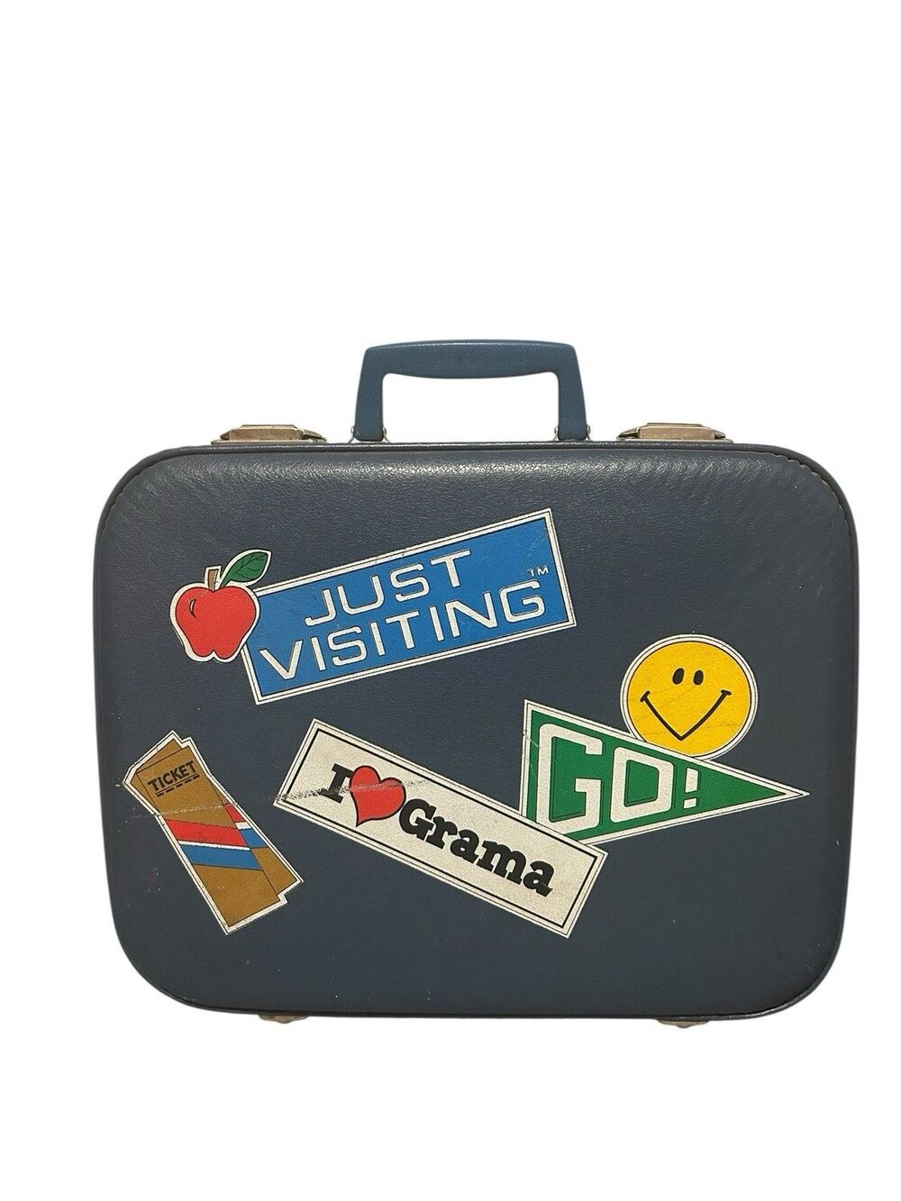 Vintage 60s Luggage Carry On Overnight Makeup Vanity Kids Suitcase Travel Girls